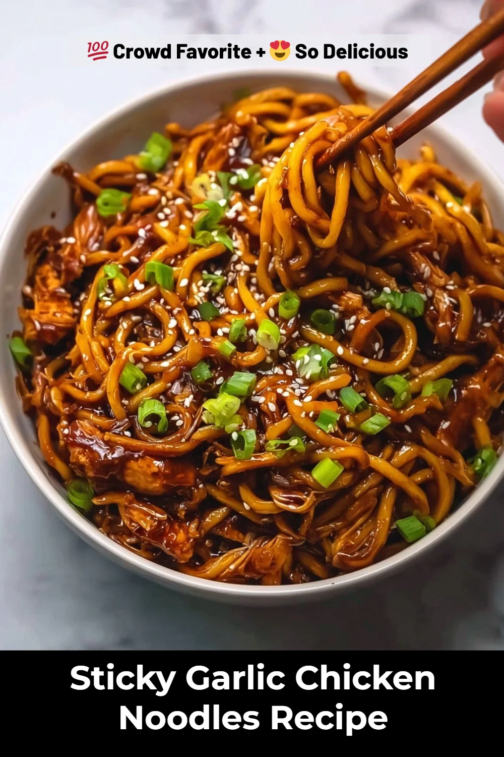 Sticky Garlic Chicken Noodles Recipe