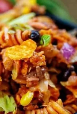 Delicious Taco Pasta Salad with fresh ingredients and vibrant colors