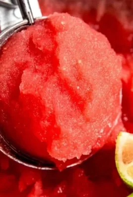 Delicious homemade watermelon sorbet served in a bowl