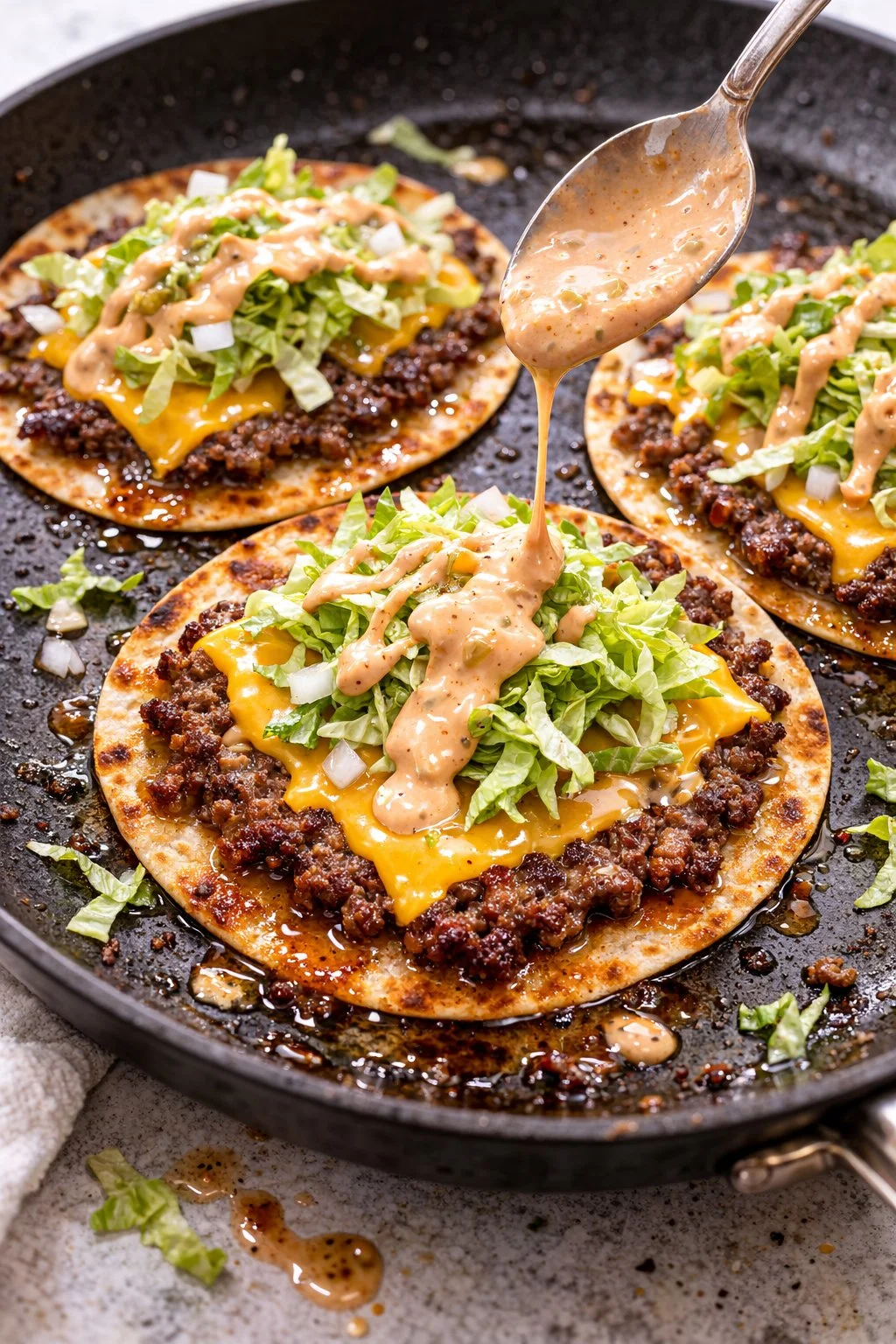 Big Mac Tacos featuring crispy smash burger ingredients in a taco shell.