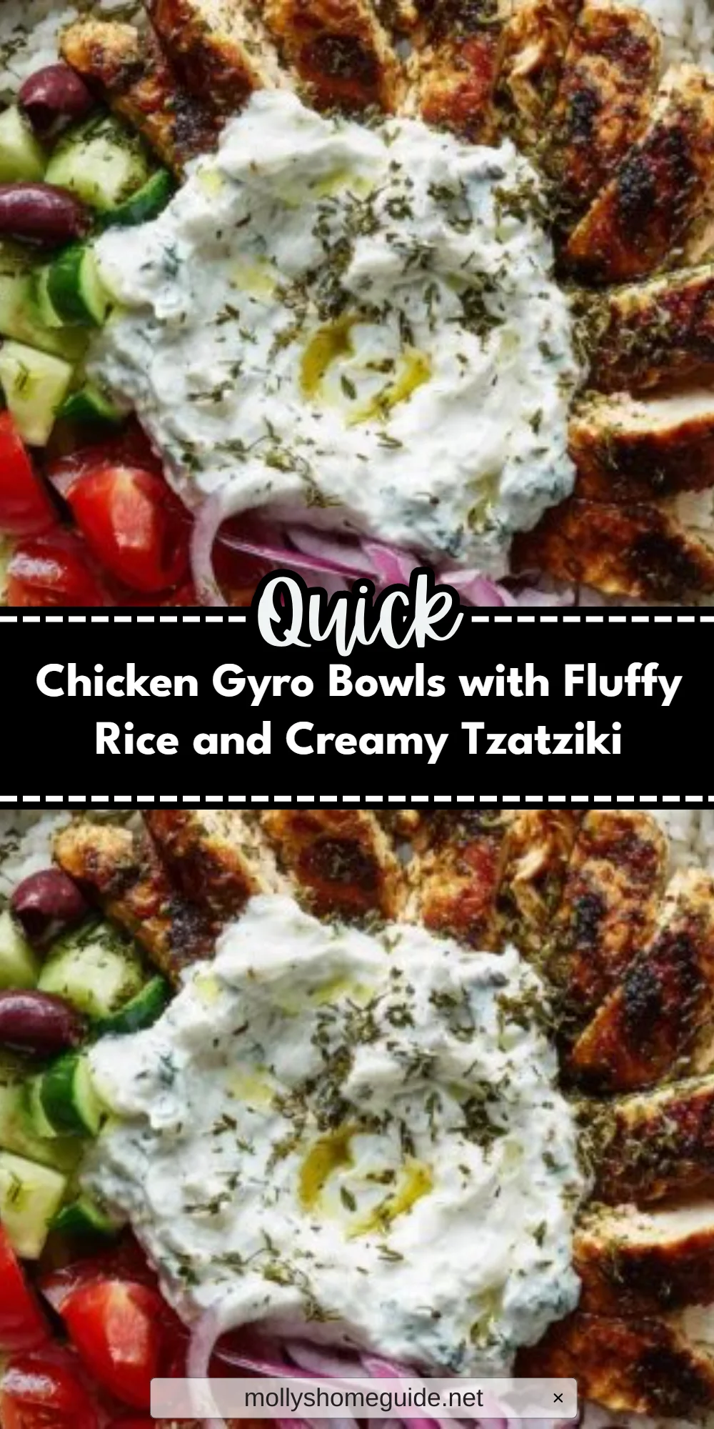 Chicken Gyro Bowls with Fluffy Rice and Creamy Tzatziki