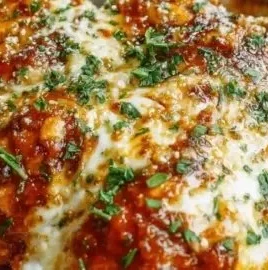 Healthy Cottage Cheese Chicken Parm Bowl garnished with herbs and cheese
