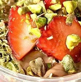Delicious and fresh Dubai strawberry cups ready to be enjoyed.