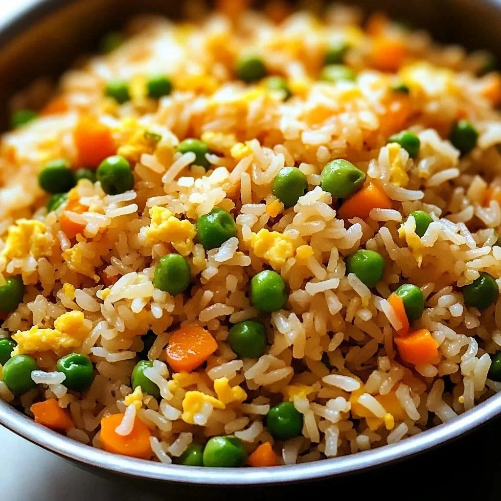 Plate of delicious fried rice with vegetables and protein