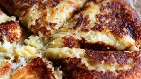 Deliciously crispy Frico cheese dish served hot and golden brown.