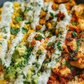 Healthy Street Corn Chicken Bowl with grilled chicken and fresh corn