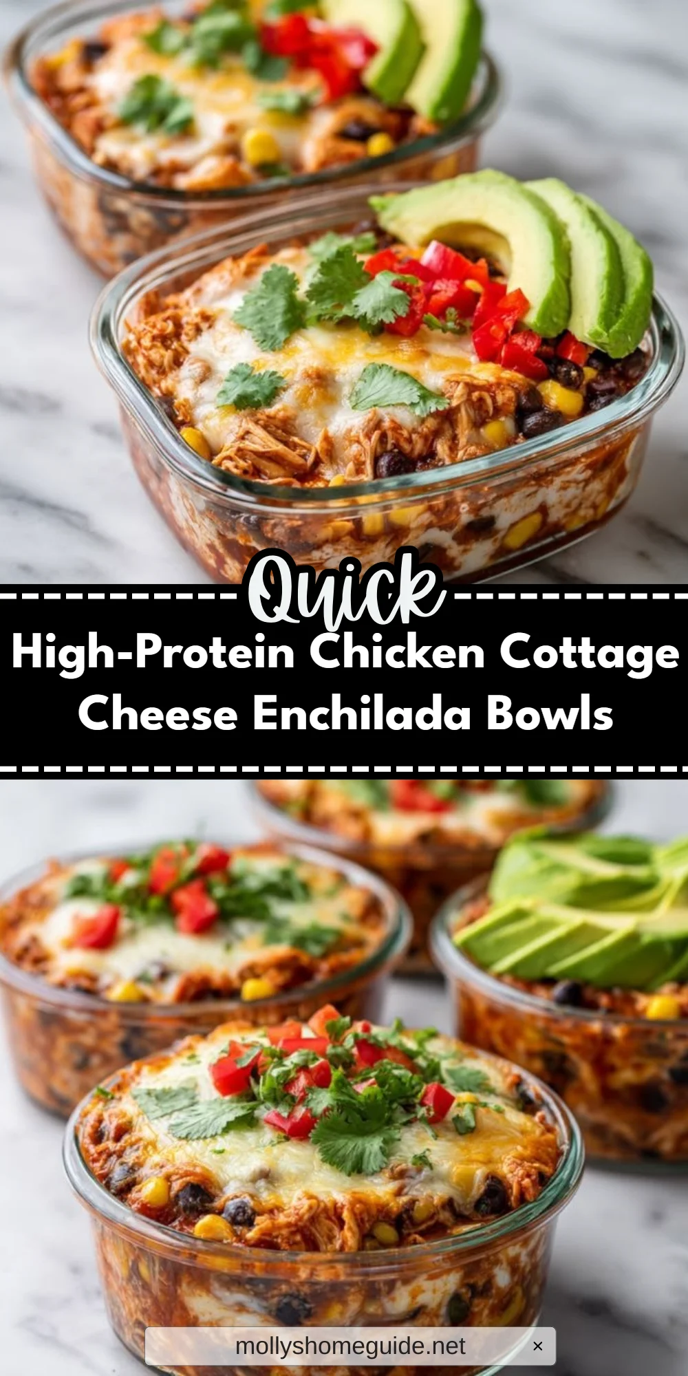 High-Protein Chicken Cottage Cheese Enchilada Bowls
