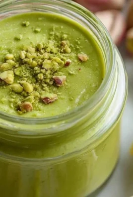 Delicious homemade pistachio cream spread in a jar