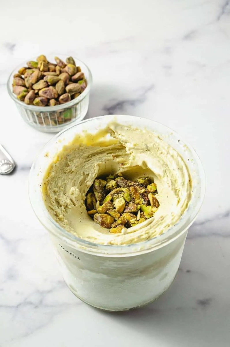 Homemade pistachio ice cream made with Ninja Creami, no artificial dyes.