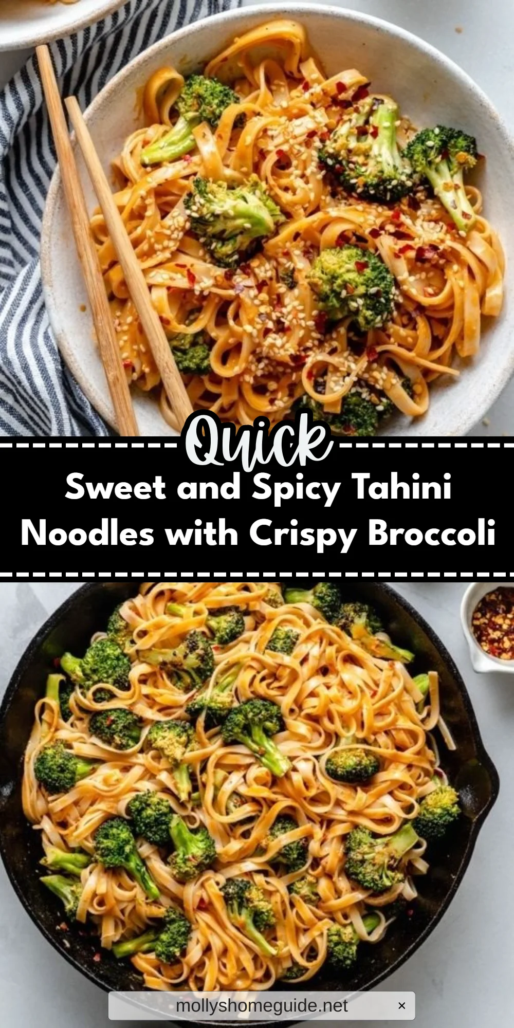 Sweet and Spicy Tahini Noodles with Crispy Broccoli
