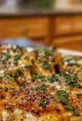Baked butterfly chicken breast served with vegetables on a plate.