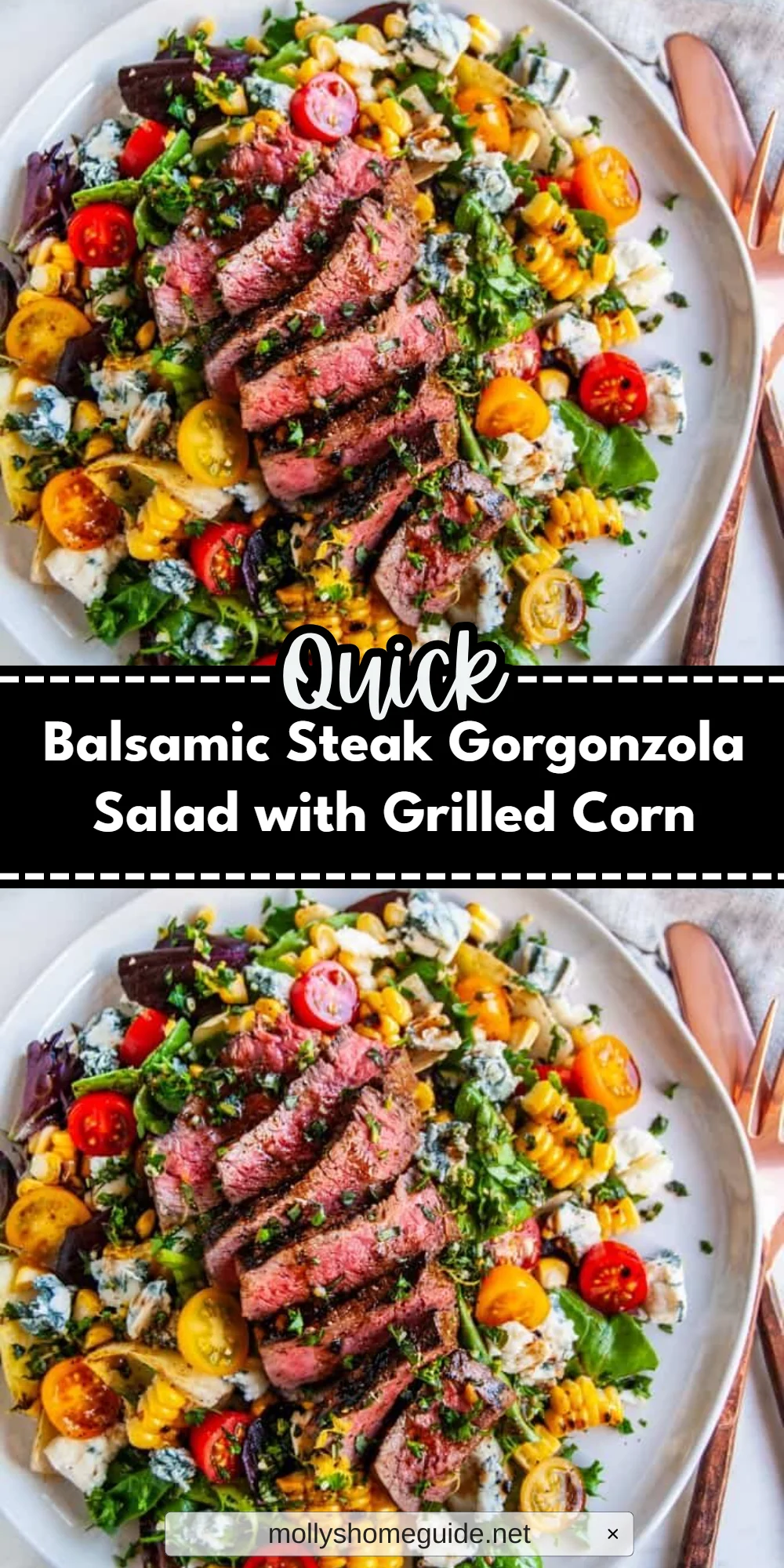 Balsamic Steak Gorgonzola Salad with Grilled Corn