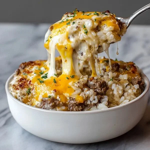 Beefy Garlic Butter Bowl dish with garlic and herbs