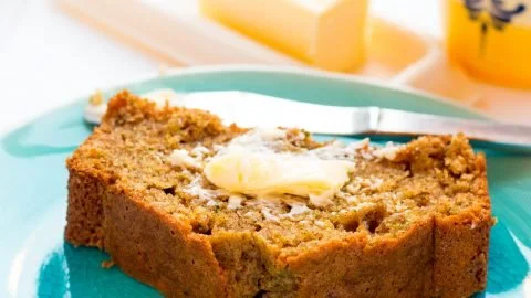 Deliciously moist orange zucchini bread ready to be served and enjoyed.