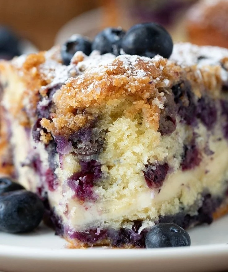 Blueberry Cream Cheese Coffee Cake fresh out of the oven