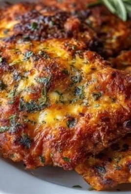 Delicious cheesy crust chicken with a golden, cheesy topping
