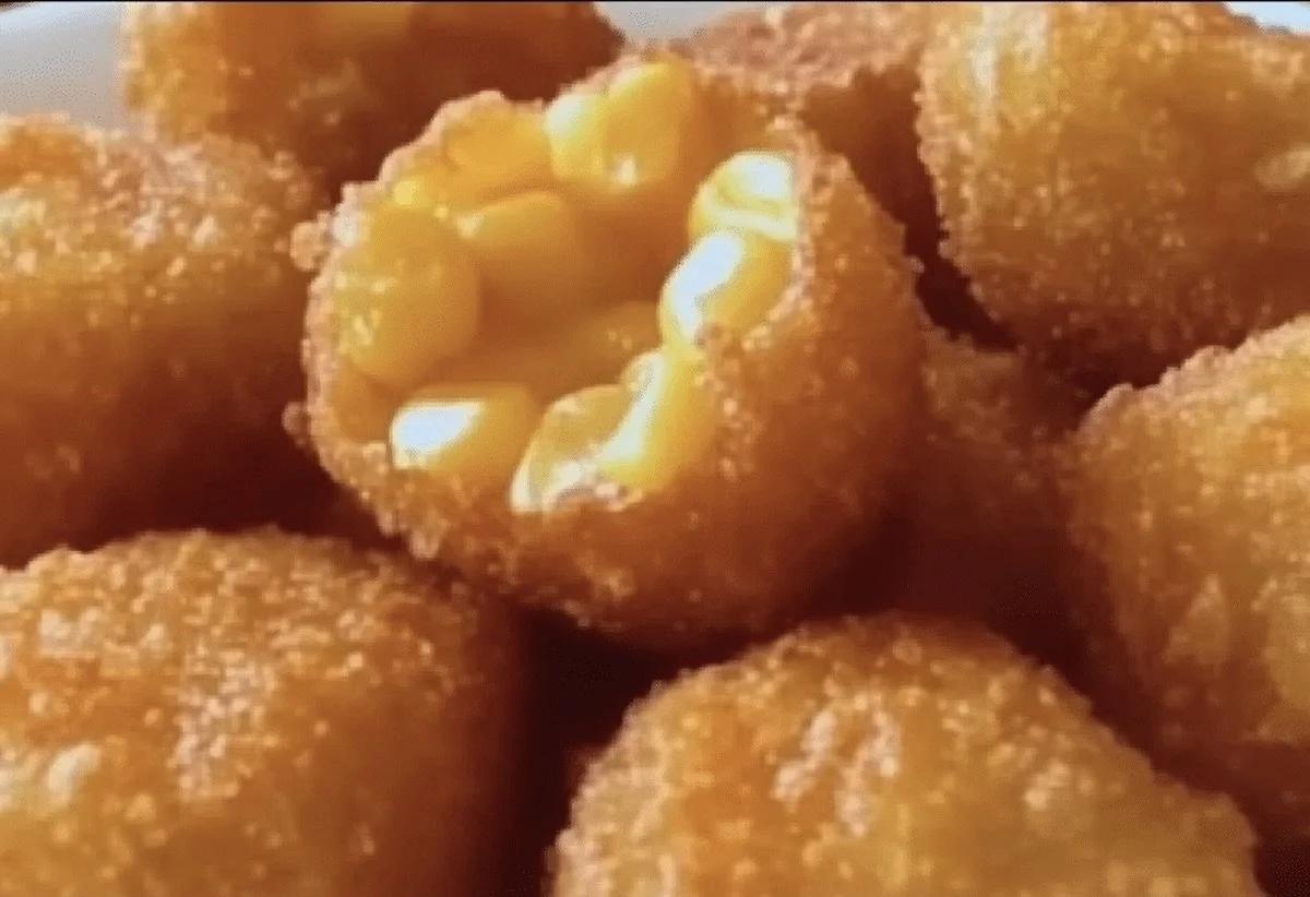 Delicious homemade corn nuggets on a plate ready to be served.