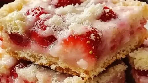 Delicious strawberry shortcake bars with fresh strawberries and whipped cream