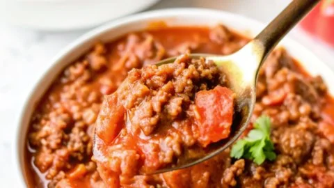 Delicious, blood sugar-friendly diabetic chili prepared in a bowl.