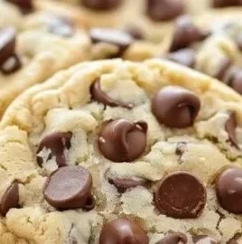 Easiest chocolate chip cookies freshly baked on a cooling rack