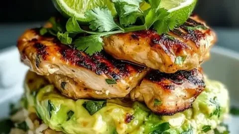 Delicious honey lime chicken avocado dish served on a plate