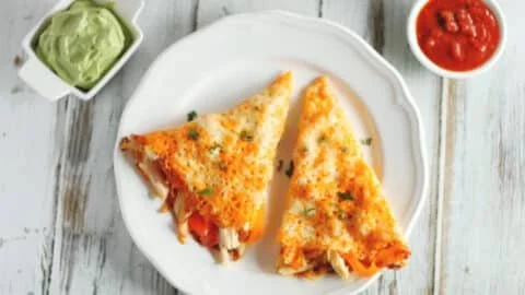Savory Keto Chicken Quesadilla with cheese and grilled chicken