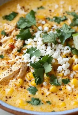 Bowl of creamy Mexican street corn soup garnished with cilantro and lime