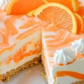 No-bake orange creamsicle cheesecake with a bright orange flavor