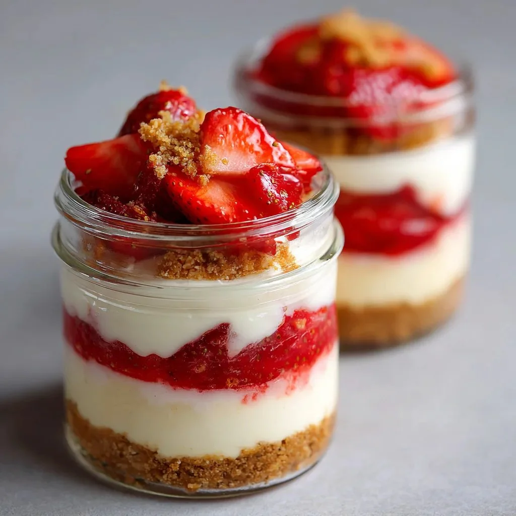 No-Bake Strawberry Cheesecake Jars That Delight Every Bite!