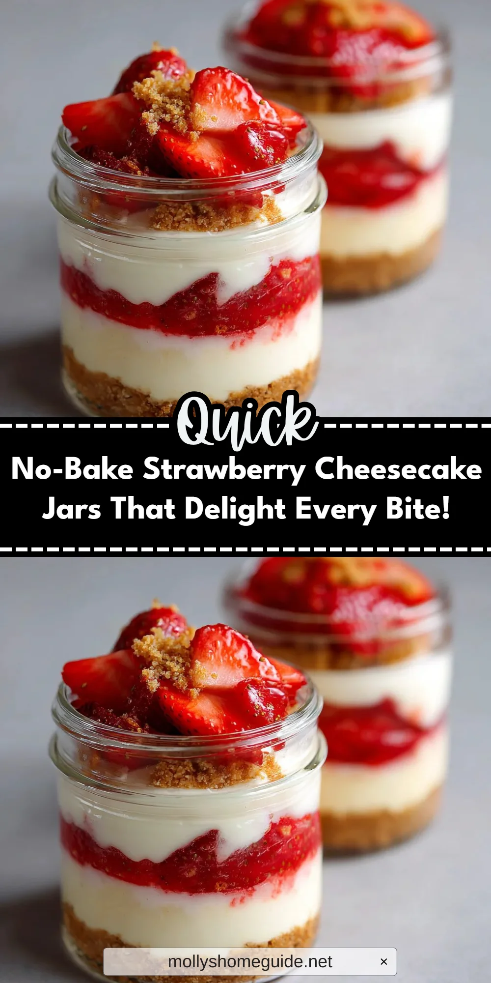 No-Bake Strawberry Cheesecake Jars That Delight Every Bite!