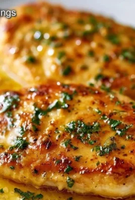Pan-fried lemon garlic chicken breast served with herbs