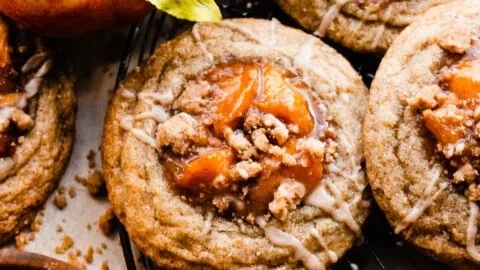 Delicious homemade Peach Cobbler Cookies on a plate.