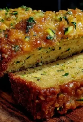 Savory cheddar zucchini bread slice on a wooden cutting board