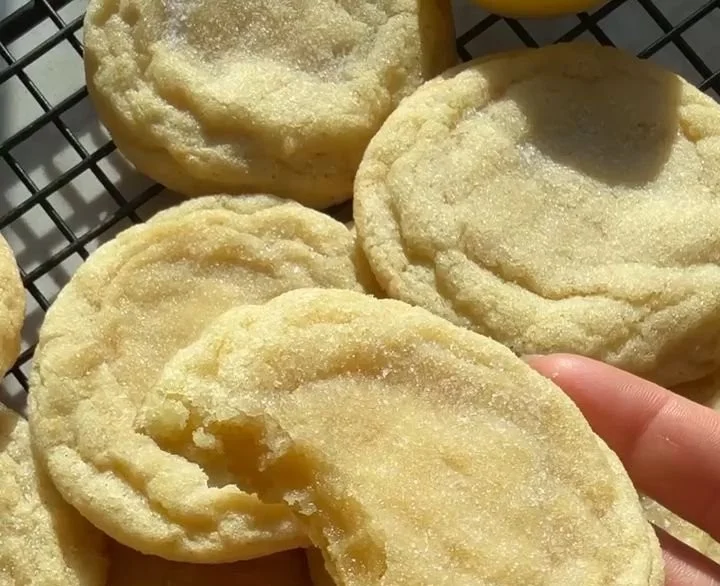 Soft and chewy lemon cookies fresh out of the oven
