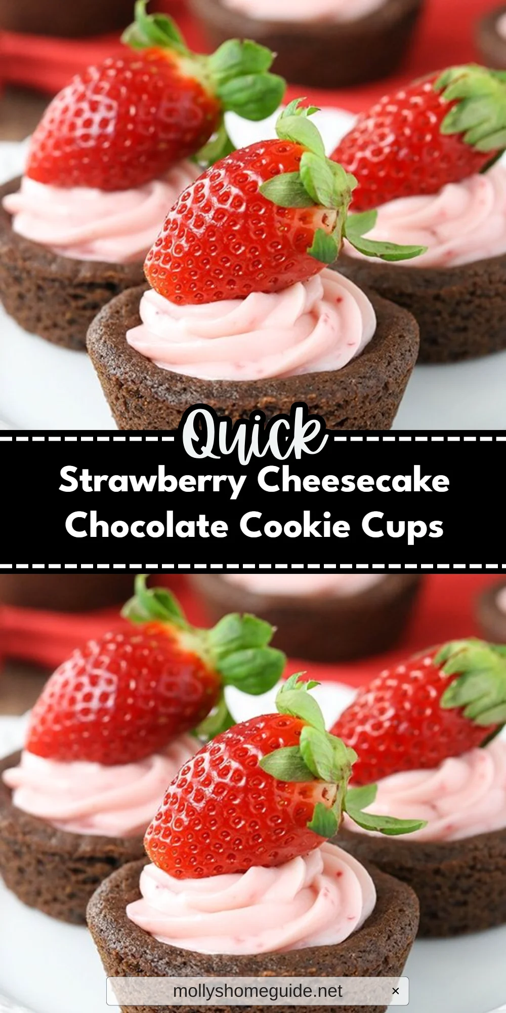 Strawberry Cheesecake Chocolate Cookie Cups
