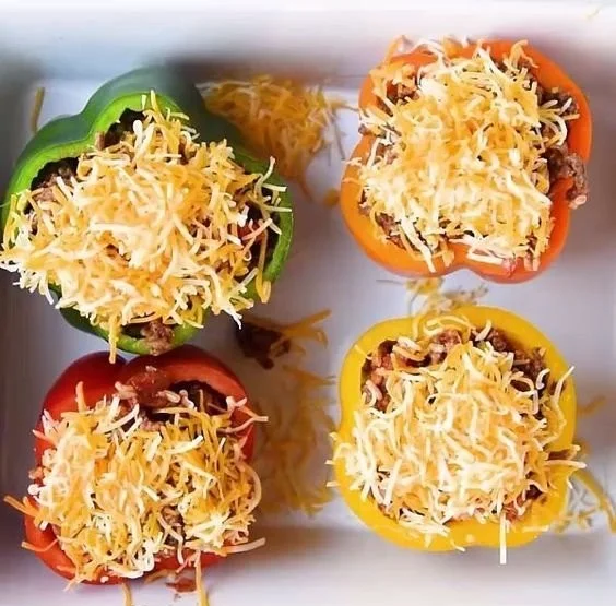 Colorful stuffed bell peppers filled with savory ingredients for a healthy meal