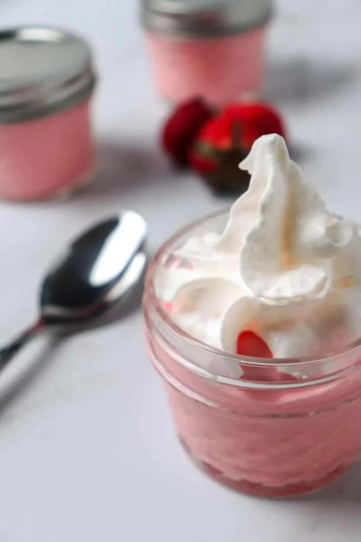 Delicious sugar-free strawberry fluff dessert in a bowl